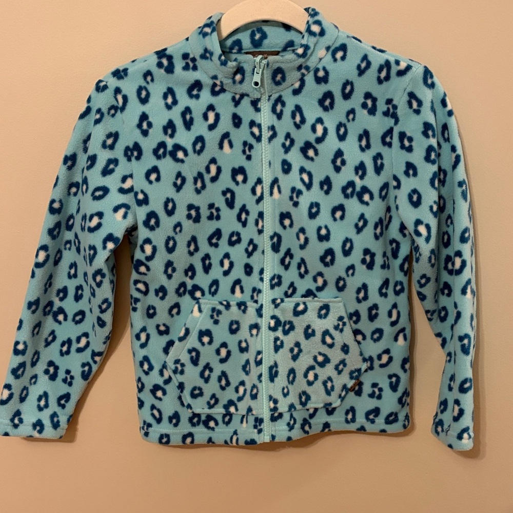 Eddie Bauer Kids Blue and White Leopard Print Fleece